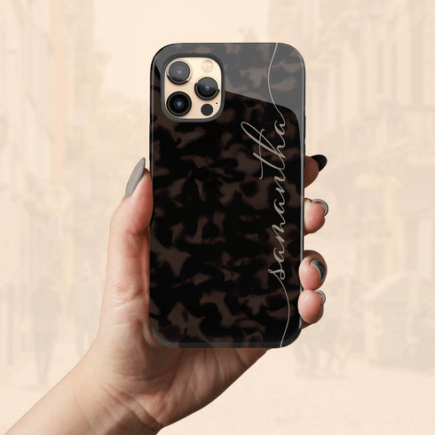 Custom Tortoiseshell Calligraphy Name iPhone Case